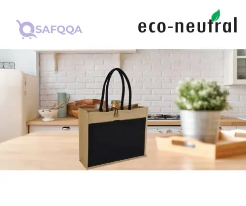 Jute Tote Bag with Canvas Pocket – Reusable Shopping Bag - Safqqa