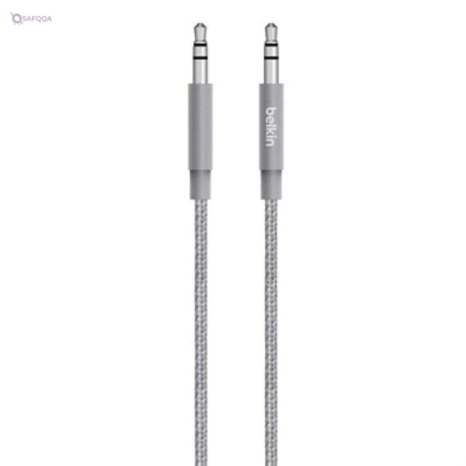 Belkin Mixit Metallic Aux Audio Cable 4 Ft / 1.2 Meters - 3.5Mm Braided Tangle Free Auxiliary Cable With Aluminuim Connectors, Durable And Sleek Audio Link - Grey - Safqqa