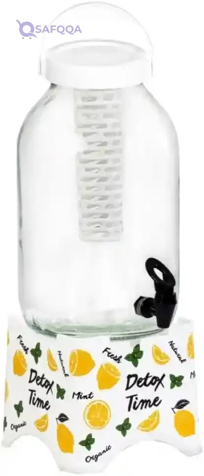 Herevin Beverage Dispenser with Stand with Infuser, 5 Liter Capacity, White - Safqqa