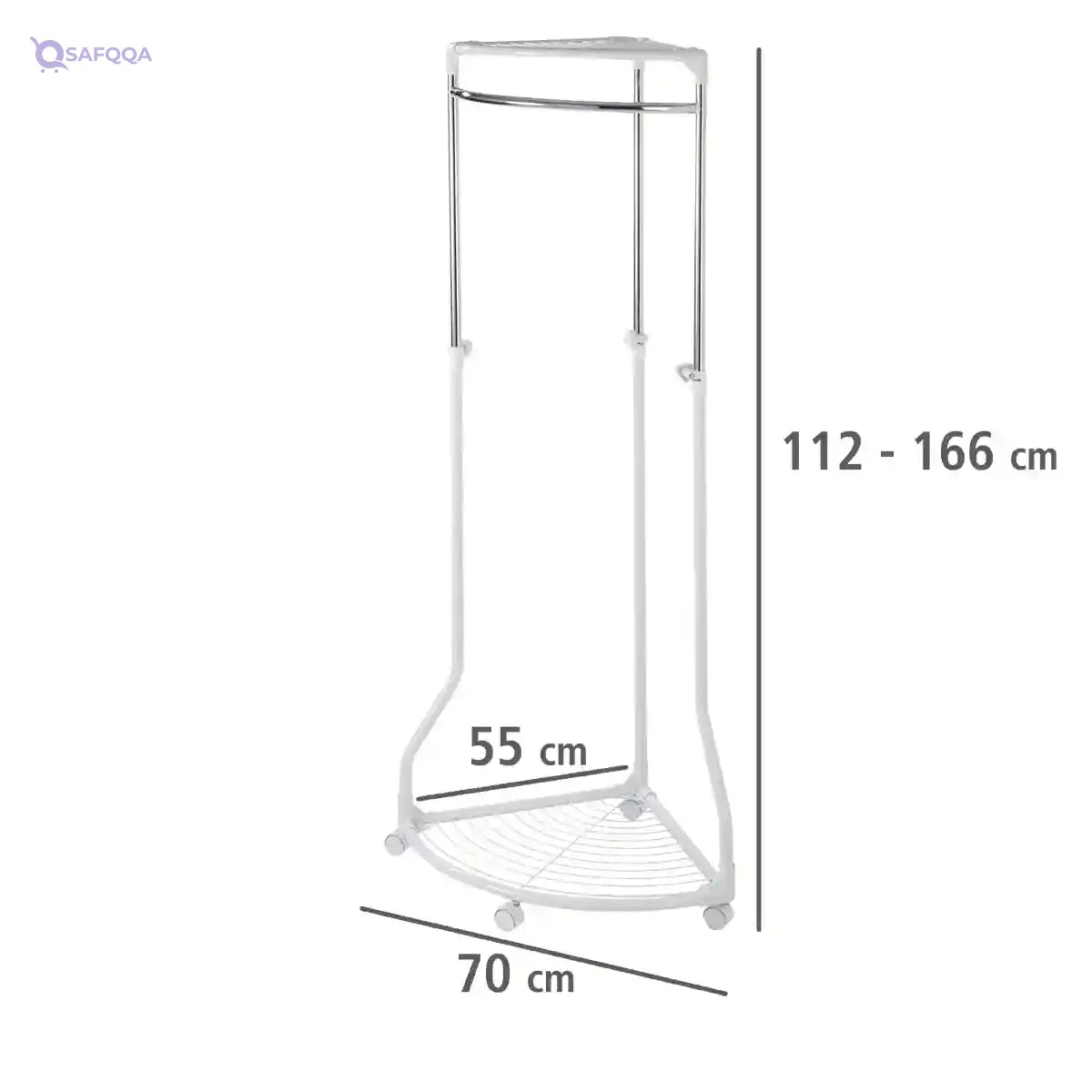 WENKO Coat Rack Freestanding, Clothes Hanger Stand for Entryway, Coat Rack with Shoe Storage, Adjustable Corner Coat Rack, White/Chrome, Holds up to 110lbs, 27.6 x 44-65.4 x 21.7 in - Safqqa