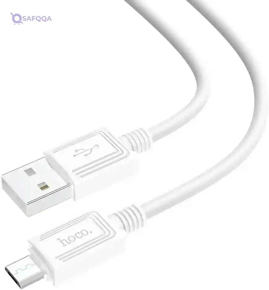Hoco X73 - Charging And Data Transmittion Cable (2.4A -1M), USB-A To Micro-USB Plug, Compatible With Samsung Huawei Xiaomi Oppo - White - Safqqa