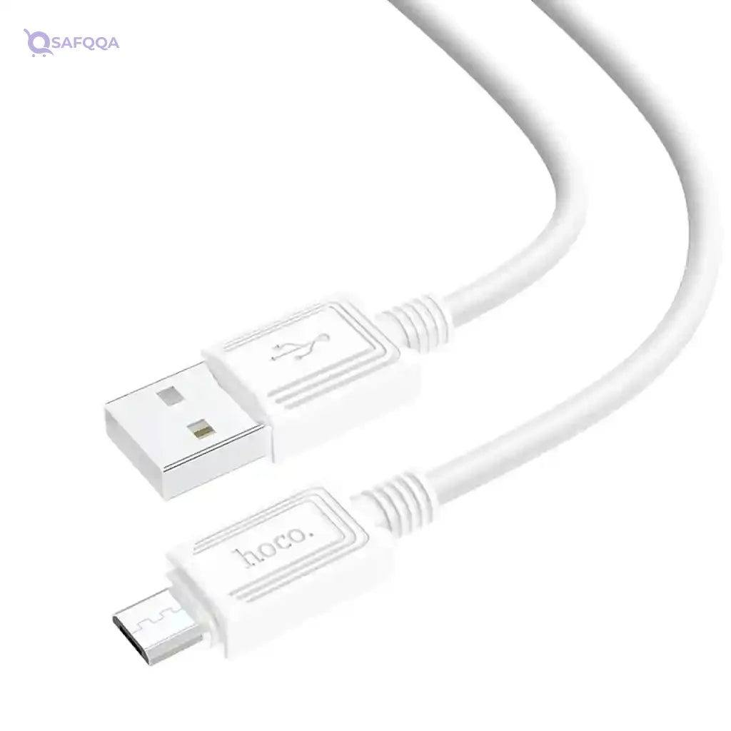 Hoco X73 - Charging And Data Transmittion Cable (2.4A -1M), USB-A To Micro-USB Plug, Compatible With Samsung Huawei Xiaomi Oppo - White - Safqqa