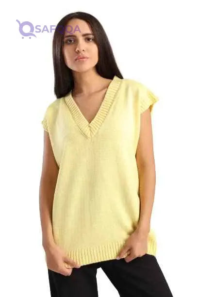 In-Vested In You Sweater Vest-Yellow-one size - Safqqa