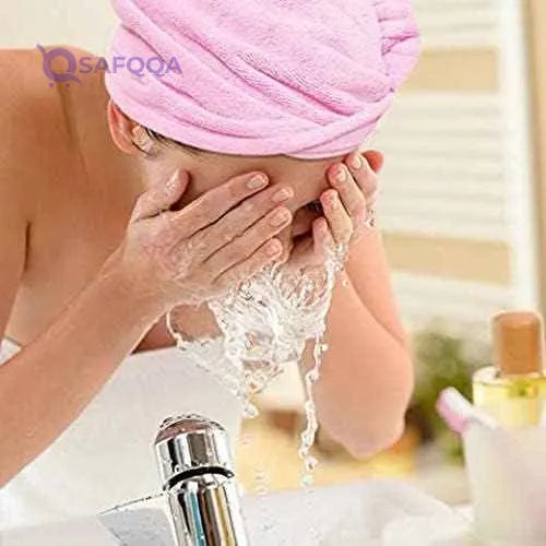 Quick Dry Hair Turban Wraps with Elastic Loop - Pink, Model Wstt361 - Safqqa Egypt