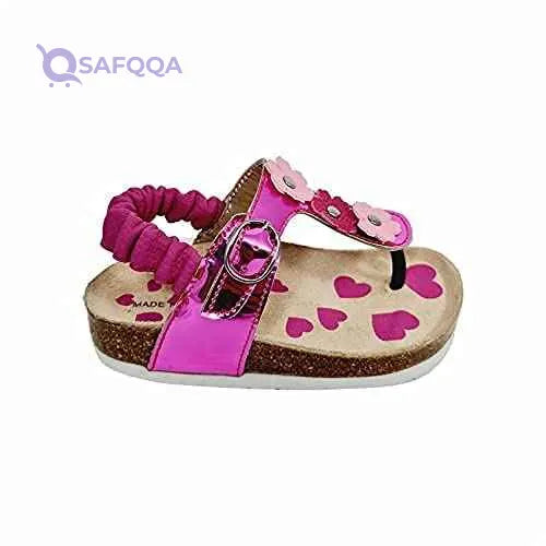 Bellino Flower Embellished Elastic Back Strap Thong Sandals for Girls- Damage Box - Safqqa Egypt