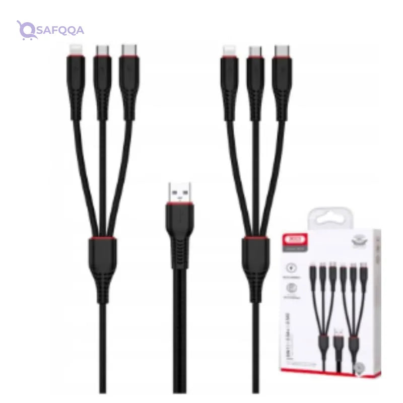 XO Mobile Cable Provides Fast Charging Compatible With Various Smart Devices ,Black - Safqqa