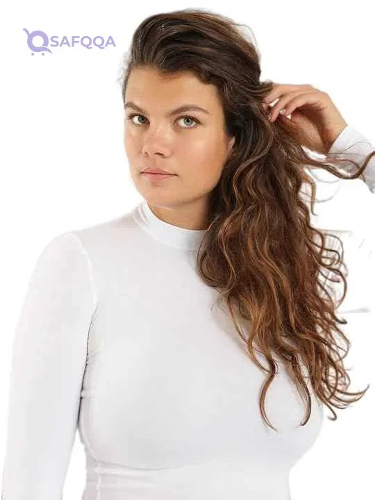 RED COTTON Womens t-shirt High neck long sleeve T-Shirt - Safqqa Egypt
