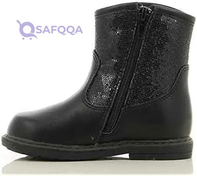 Sprox Mixed Media Stitched-Heart Detail Side-Zip Mid-Calf Boots for Girls - Safqqa Egypt