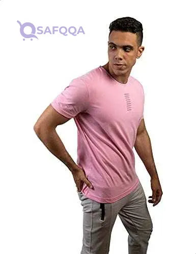 Hero Basic Contrast Neckline EmbroideRed Cotton T-Shirt For Men - Safqqa Egypt
