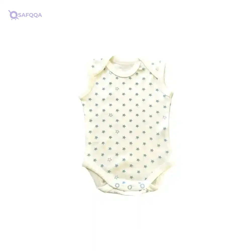 Komkom Baby Boys Star Pattern Sleeveless Bodysuit Ecru - Safqqa Egypt