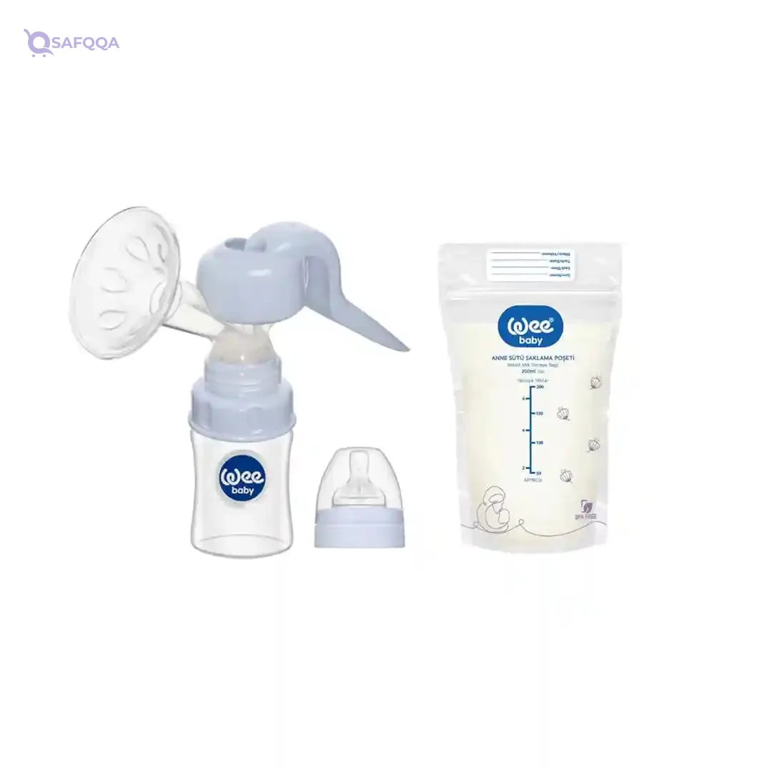 Wee Baby Manual Breast Pump + 20 Milk Storage Bag 200ml., One Size - Safqqa