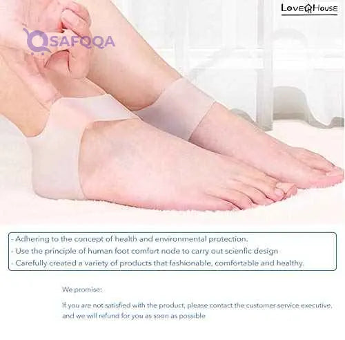 Silicone Gel Heel Protectors – Plantar Fasciitis & Heel Spur Relief – Breathable Heel Cushions for Foot Pain - Safqqa