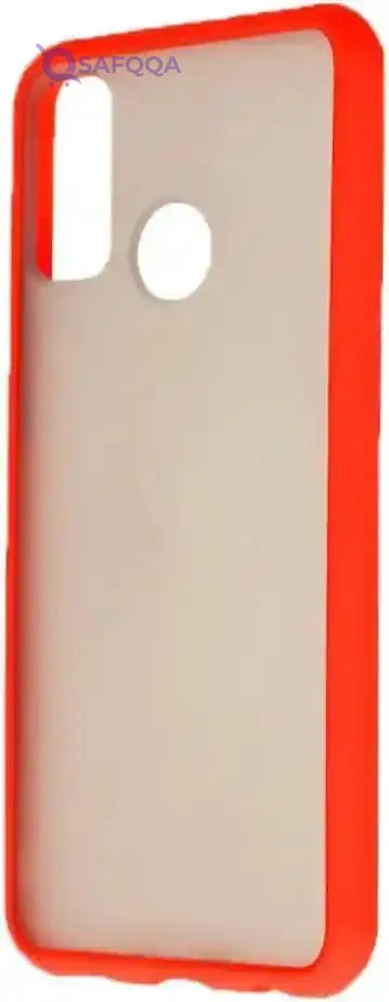 Generic Plastic Hard Back Phone Case With Colored Silicone Edges And Semi Transparent Back For Huawei P smart 2020 6.21 inch - Red Black - Safqqa Egypt