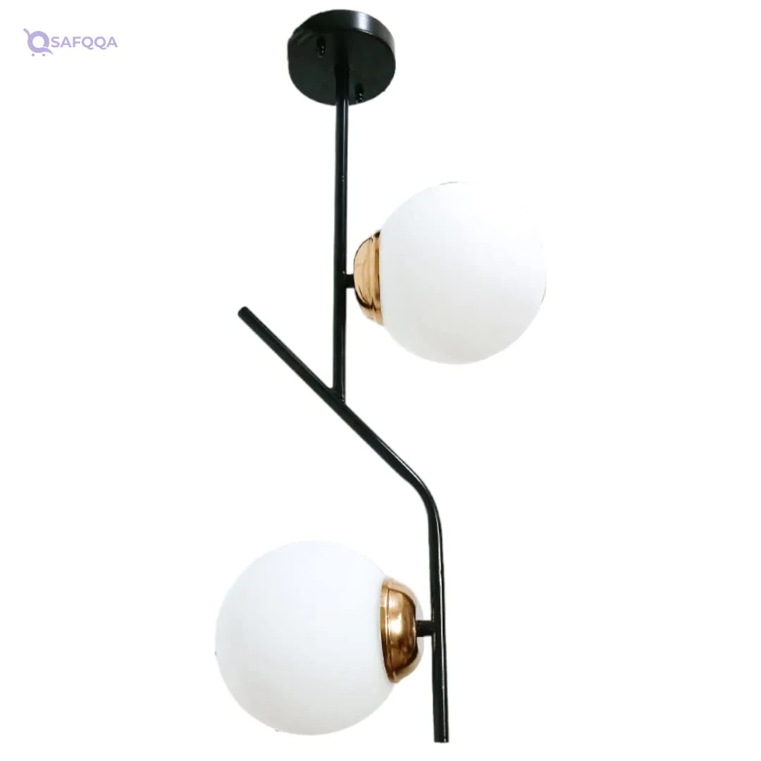 MuswannaA Joky Lights Steel Pendant With 2 Glass Ball• Stylish design suitable for contemporary interiors - Safqqa