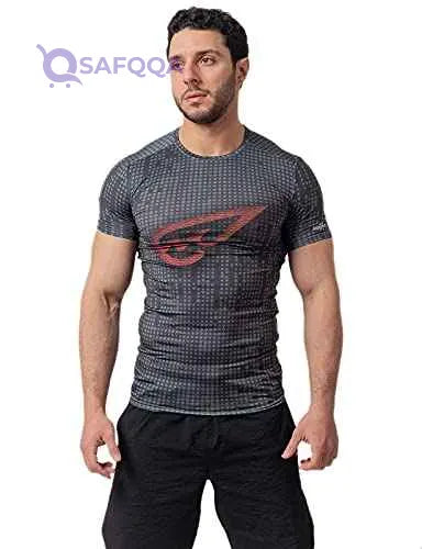 Magma Polyester Printed Round Neck Short Sleeves Sport T-Shirt for Men - Safqqa Egypt