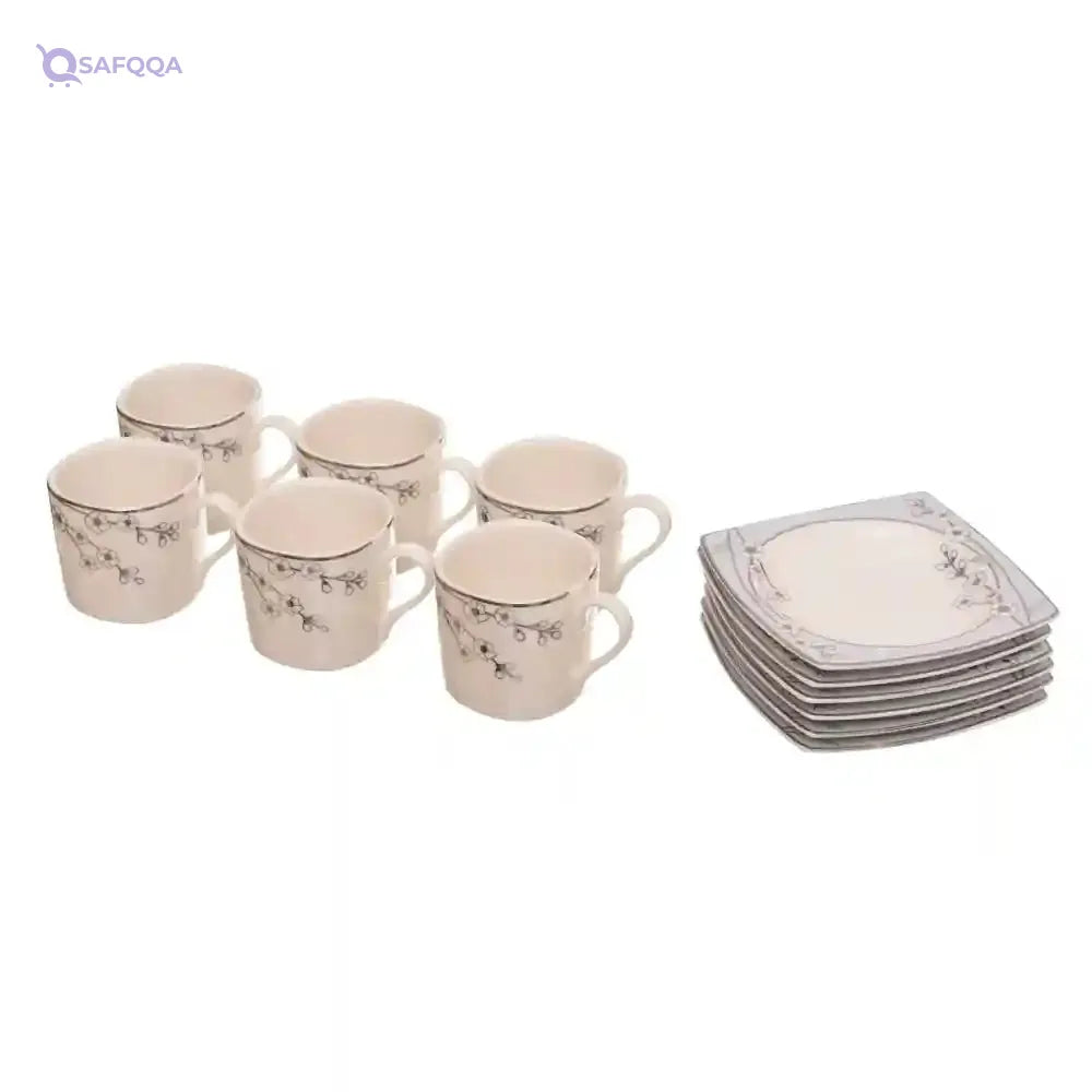 Rosa FM Bloom T.Shape Porcelain Tea And Coffee Cup Set, 29 Pieces (Pot with lid + 6 tea cups + 6 cup plates + sugar bowl with lid + milk jug + 6 coffee cups + 6 coffee cup plates) - Safqqa Egypt
