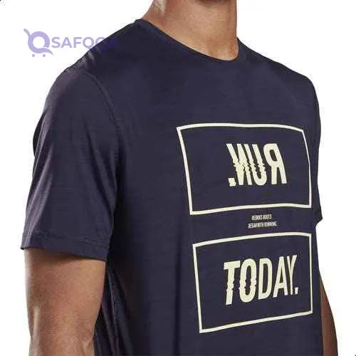 Reebok Running Activ Chill Graphic Heathered Slim Fit Sports T-shirt For Men - Safqqa