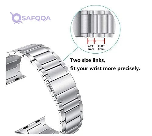 Watch band 42mm 44mm , stainless steel metal wristband strap bracelet for apple watch band 42mm44mm series 5 series 4 iwatch bands (silver - Safqqa