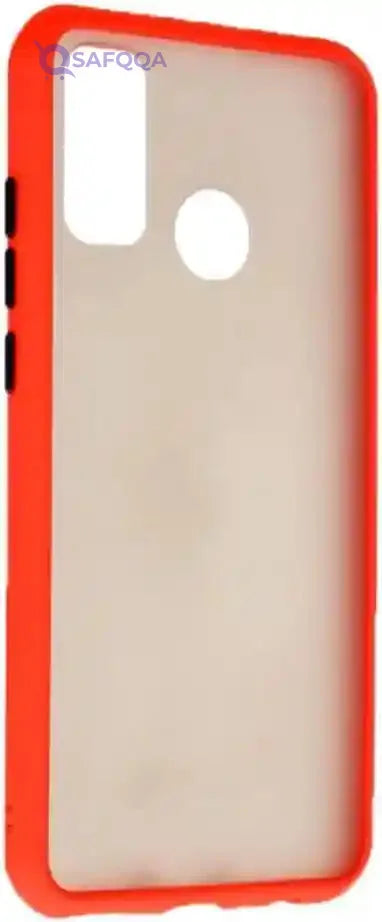 Generic Plastic Hard Back Phone Case With Colored Silicone Edges And Semi Transparent Back For Huawei P smart 2020 6.21 inch - Red Black - Safqqa Egypt