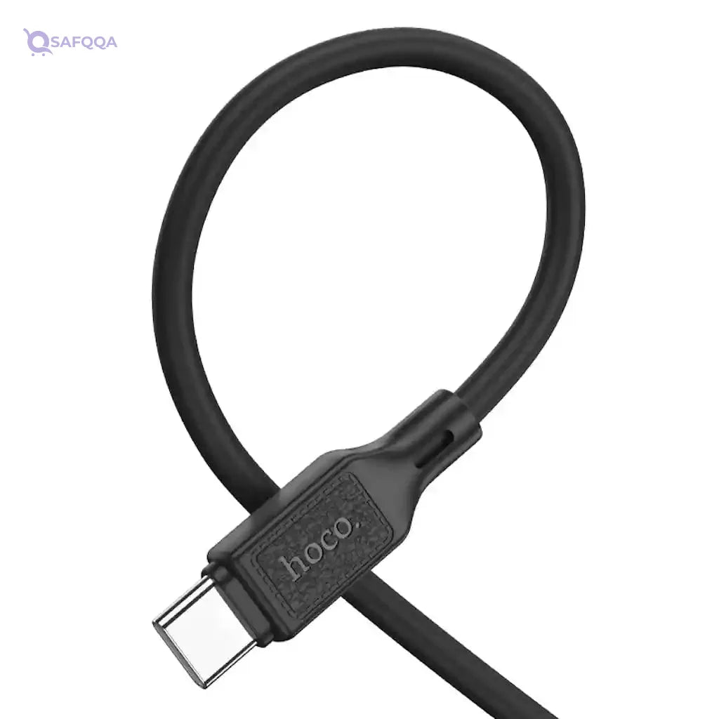 Hoco X90 - Cool Silicone Fast Charging And Data Transmittion Cable (60W - 20V- 3A - 1M), USB-C To USB-C Plug, Compatible With Samsung Huawei Xiaomi Oppo - Black - Safqqa Egypt