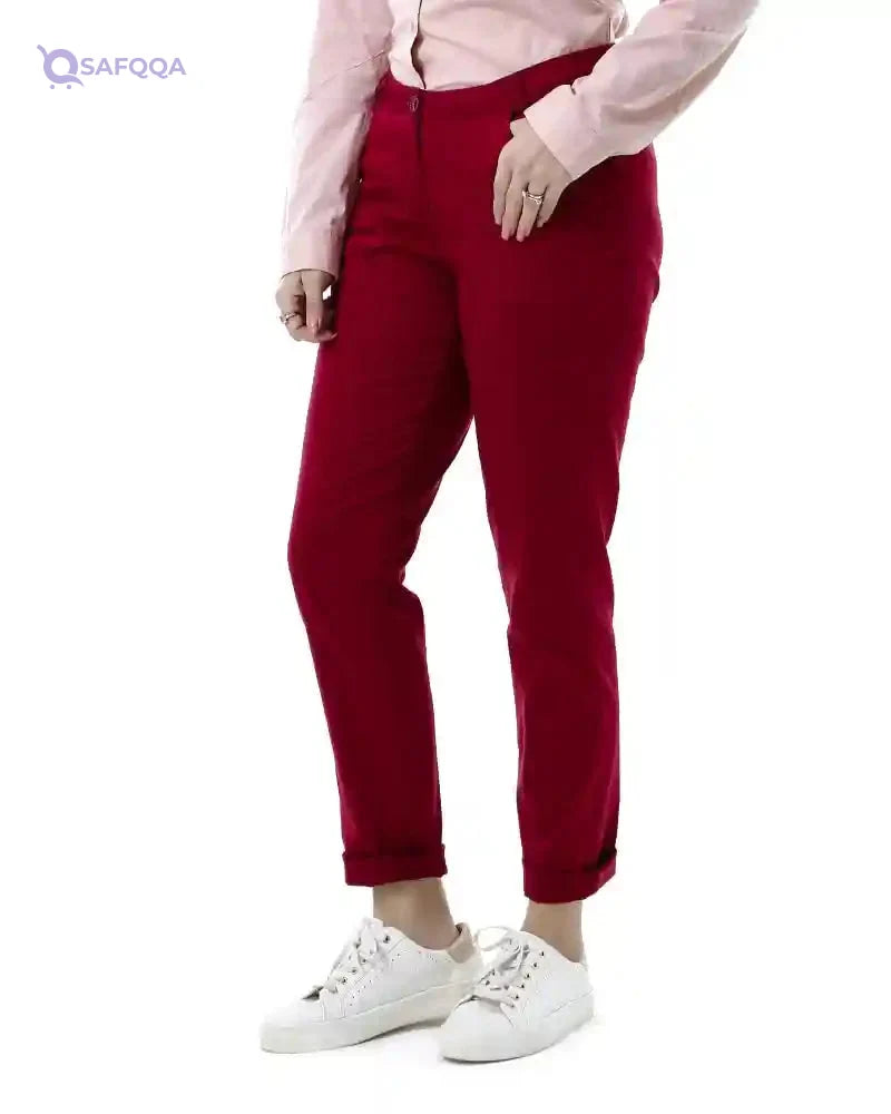 Esla Women's Slim-Leg Solid Casual Pants - Safqqa Egypt