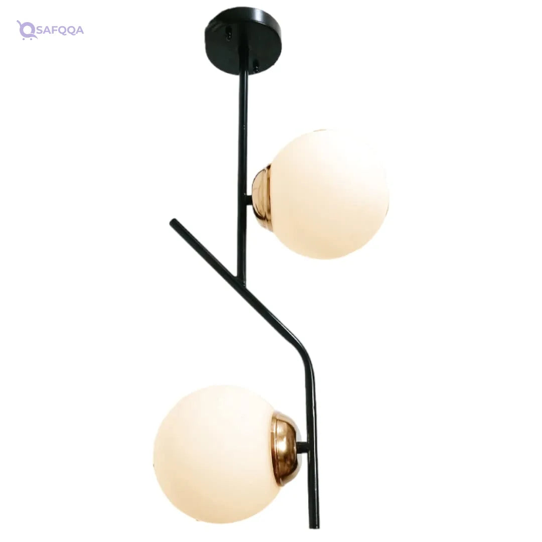 MuswannaA Joky Lights Steel Pendant With 2 Glass Ball• Stylish design suitable for contemporary interiors - Safqqa