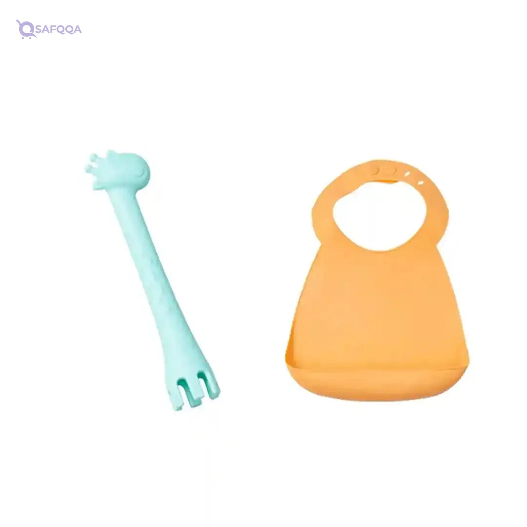 Wee Baby Prime (Silicone Bib + Silicone 2 side spoon and fork), fully silicone - Safqqa
