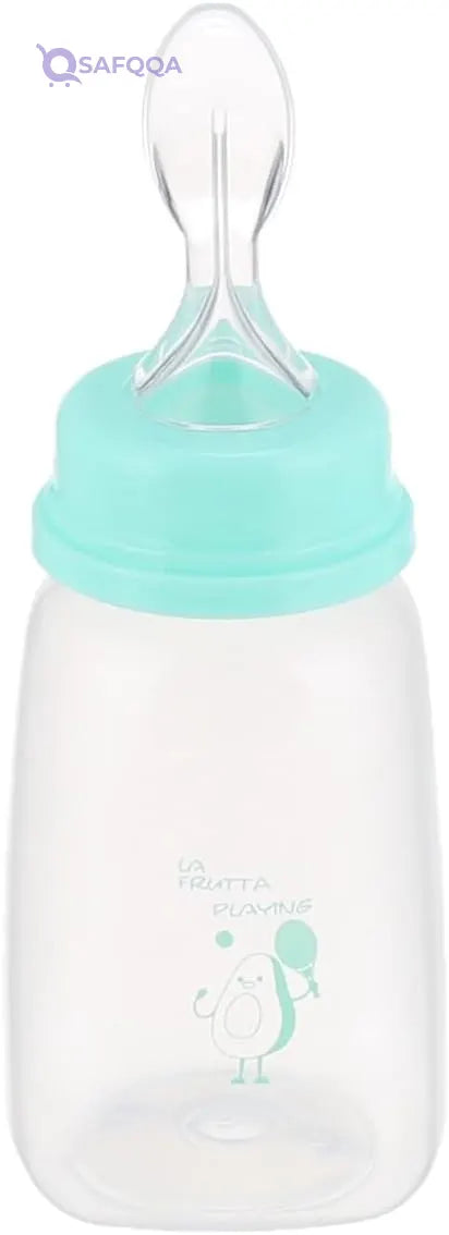 La Frutta Baby feeding Bottle With Spoon, Plastic Baby Bib, And Baby Nursing Mat, 150 ml - Safqqa
