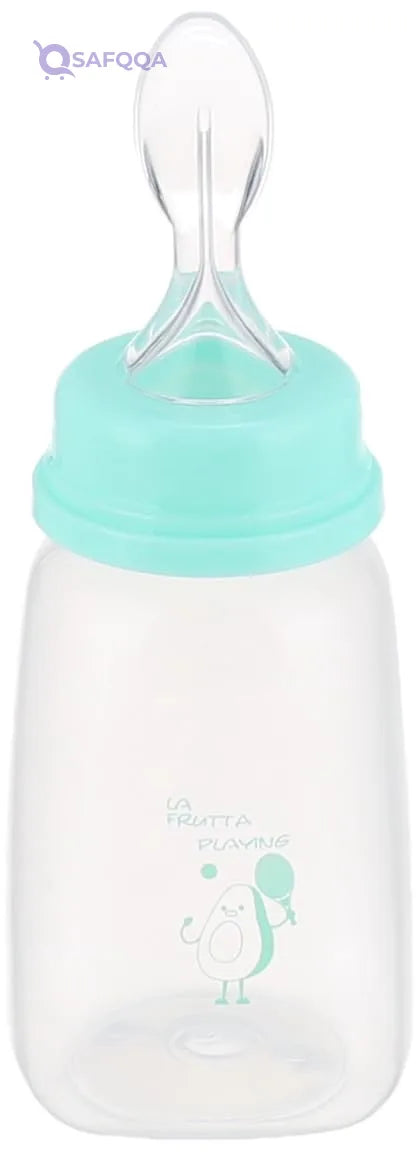 La Frutta Baby feeding Bottle With Spoon, Plastic Baby Bib, And Baby Nursing Mat, 150 ml - Safqqa