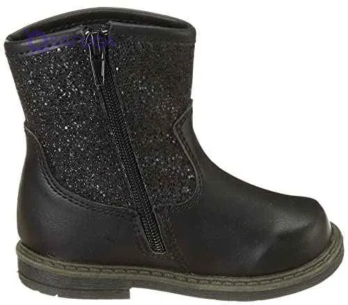 Sprox Mixed Media Stitched-Heart Detail Side-Zip Mid-Calf Boots for Girls - Safqqa Egypt