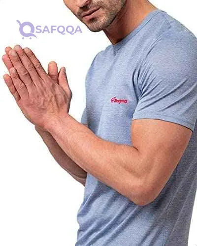 Magma Contrast Chest Logo Print Short Sleeves Round Neck Slim-Fit Sports T-Shirts for Men - Safqqa Egypt