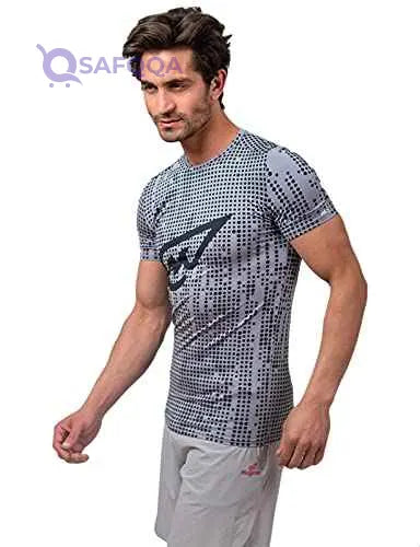 Magma Polyester Printed Round Neck Short Sleeves Sport T-Shirt for Men - Safqqa Egypt