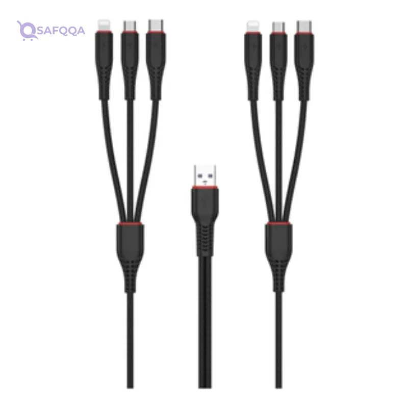 XO Mobile Cable Provides Fast Charging Compatible With Various Smart Devices ,Black - Safqqa