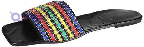 OX Faux Leather Multicolor Slides OX0011 For women - Safqqa