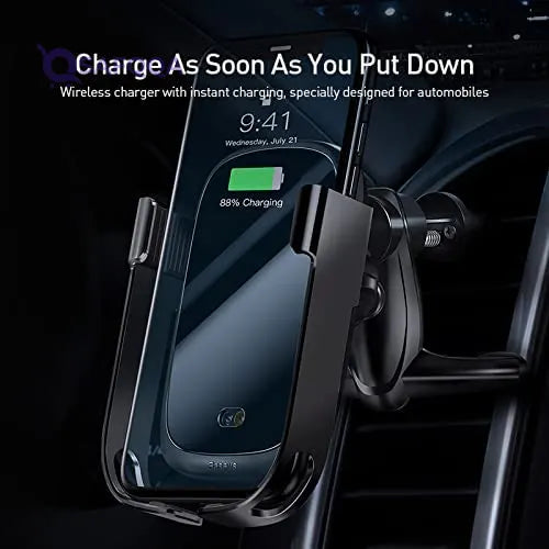 Baseus Rock-Solid Wireless Charger & Electric Phone Holder (Infrared Induction, 10W/7.5W) - Safqqa
