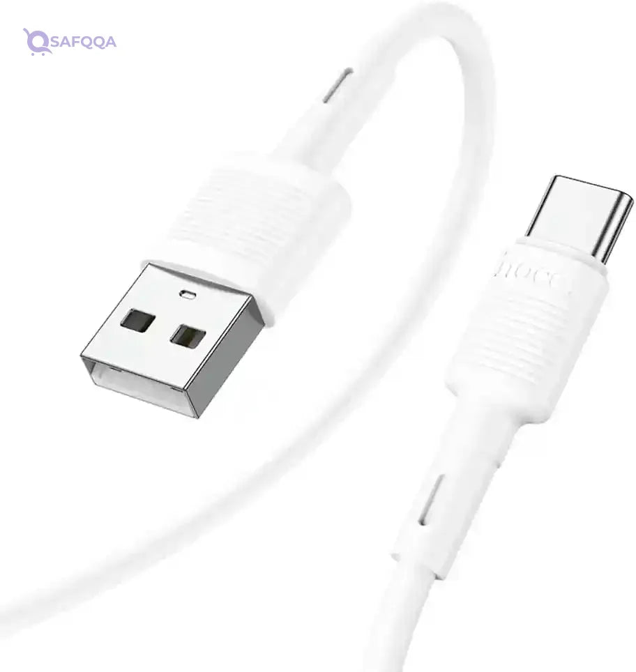 Hoco X83 - Victory Charging And Data Transmittion Cable (3A - 1M), USB-A To USB-C Plug, Compatible With Samsung Huawei Xiaomi Oppo - White - Safqqa