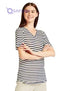 Splash Striped V-Neck Short Sleeves T-Shirt for Women - Safqqa Egypt