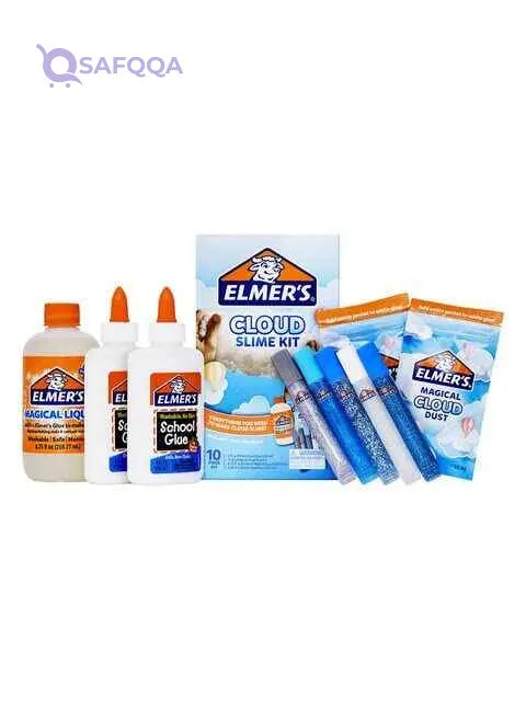 Elmer's Cloud Slime Kit Slime Supplies Include White School Glue, Glitter Glue Pens, Magical Cloud Dust, Liquid Slime Activator, 10 Count - Safqqa