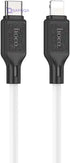 Hoco X90 - Cool PD Silicone Fast Charging And Data Transmittion Cable (20W - 1M), USB-C To Lightning Plug, Compatible With Apple iPhone iPad Airpods - White - Safqqa Egypt