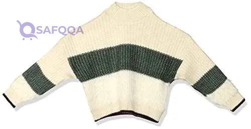 Concrete Girls' Mock Neck Pullover Sweater with Contrast Stripe - Model C521PL4-W23-39N-1069 - Safqqa Egypt