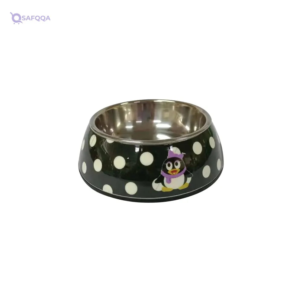 Nutra Pet Melamine Round Bowl Black & White Polka L:22 * 7.5 Cm For Dog Food - Safqqa