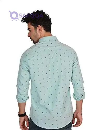 White Rabbit Printed Regular Fit Long Sleeves Shirt for Men - Size M - Safqqa Egypt
