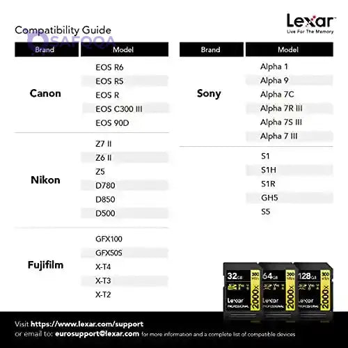 Lexar Professional 2000x SD Card 32GB, SDHC UHS-II Memory Card, Up to 300MB/s Read, for DSLR, Cinema-Quality Video Cameras (LSD2000032G-BNNAG) - Safqqa