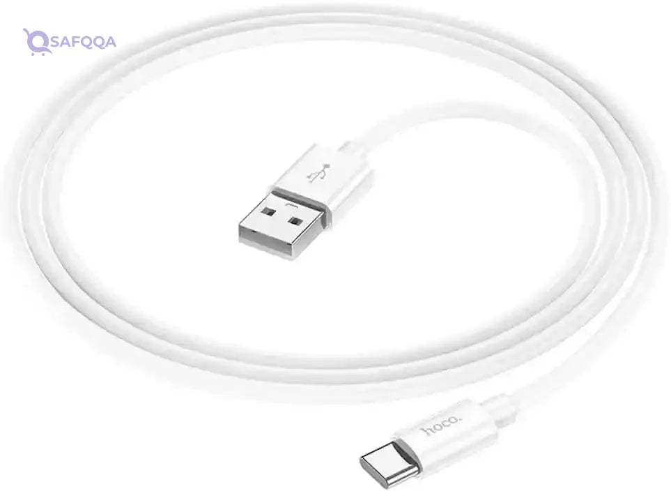 Hoco X87 - Magic Silicone Charging And Data Transmittion Cable (3A - 1M), USB-C Plug Compatible With Samsung Huawei Xiaomi Oppo - White - Safqqa