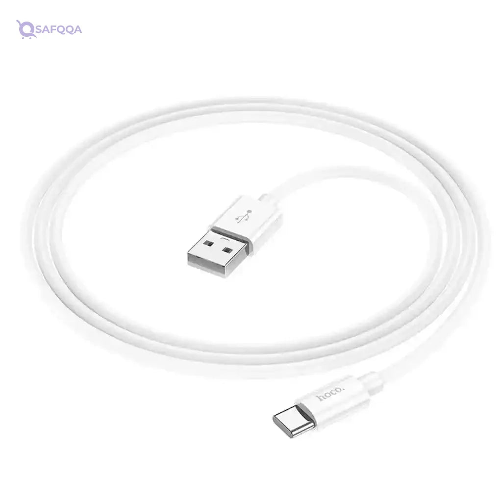 Hoco X87 - Magic Silicone Charging And Data Transmittion Cable (3A - 1M), USB-C Plug Compatible With Samsung Huawei Xiaomi Oppo - White - Safqqa