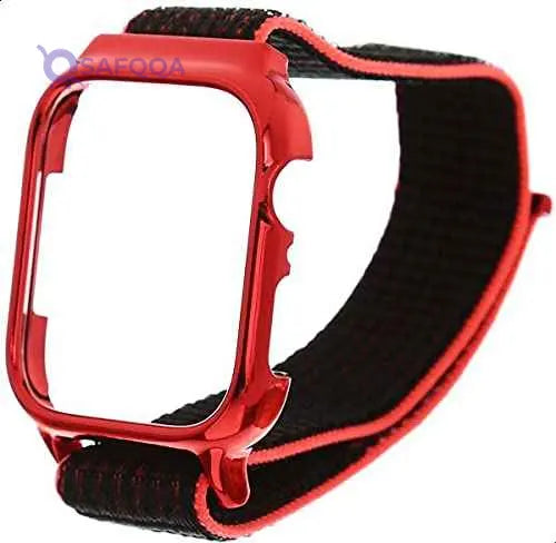 Great Case Nylon Band For Apple Smart Watches 44 mm - Black Red - Safqqa Egypt