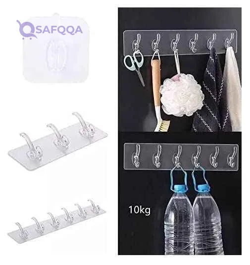 elyassin Silicone hanging flexible silicone hanger 6 hooks 15.7x3.25 inch - Safqqa
