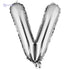 Foil Large Letter V Shaped Shiny Balloon Can Fills With Air Or Helium High Quality Materials Specially Made For Birthday Party Decoration 16 Inch - Silver - Safqqa