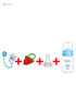 Granzia Bambino New Born Gift Package Blue Color (Classic Feeding Bootle 150 ML, Spare Nipple, Grape Shaped Teether & Pacifier With Chain) (4 Pieces) - Safqqa