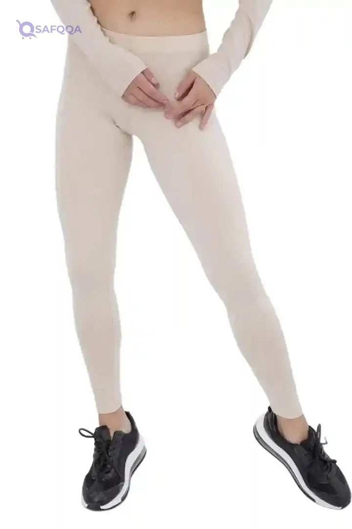 Carina Cotton Elastic-Waistband Solid Leggings for Women - Safqqa Egypt